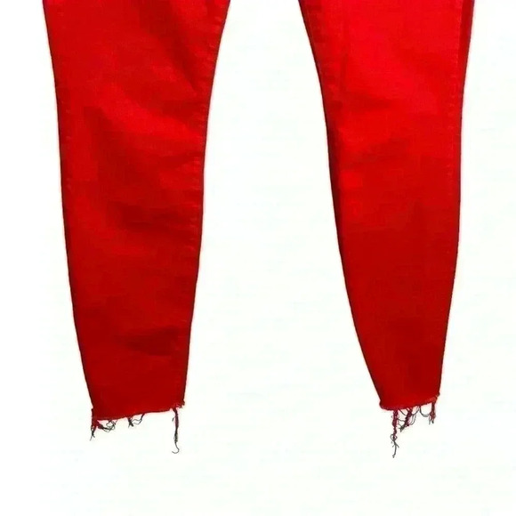 Mother the stunner ankle fray play date denim jeans in tomato red size 28 - Picture 5 of 15